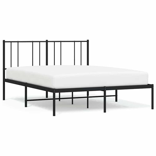 vidaXL Cadre de lit métal sans matelas avec tête de lit noir 140x200cm