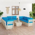 vidaXL Salon de jardin palette 9 Pièces avec coussins bois d'épicéa