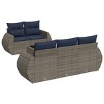 vidaXL Salon de jardin 6 Pièces avec coussins gris résine tressée