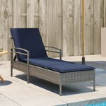 vidaXL Chaise longue avec coussin Gris 63 x 200 x 81 cm Résine tressée (États-Unis uniquement)