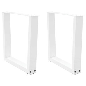 vidaXL Pieds de table basse en forme de V  2 pièces  blanc  50 x (42-43 3) cm  acier