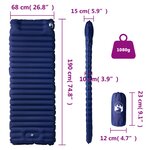 vidaXL Matelas de camping autogonflant oreiller 1 personne bleu marine