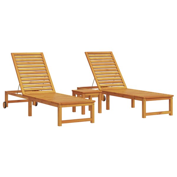 vidaXL Chaise longue avec table Bois massif d'acacia