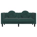 vidaXL Canapé avec coussins 2 places vert foncé velours