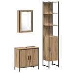 vidaXL Ensemble de mobilier de salle de bain avec étagère 3 Pièces Marron