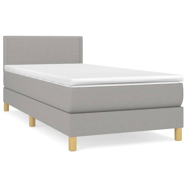 vidaXL Sommier à lattes de lit avec matelas Gris clair 100x200cm Tissu