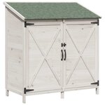 vidaXL Abri de jardin Blanc 106 x 56 x 113 5 cm Bois de Sapin Massif