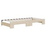 vidaXL Lit de jour avec gigogne et matelas crème 90x200 cm tissu