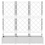 vidaXL Bac à fleurs avec Treillis 3 Pièces Blanc 120 x 40 x 125.5 cm PP