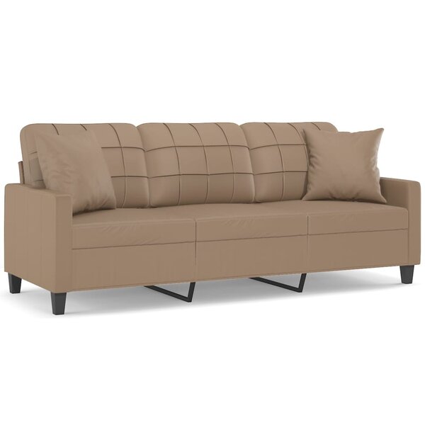vidaXL Canapé 3 places avec oreillers cappuccino 180 cm similicuir