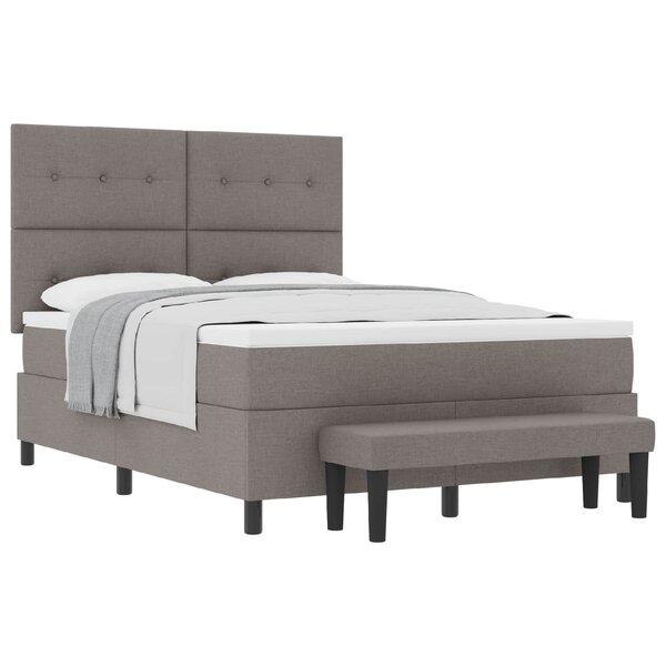 vidaXL Lit à ressorts avec tête de lit Taupe 140 x 200 cm tissu