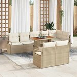 vidaXL Ensemble de canapé de jardin 9 Pièces Beige Poly rotin