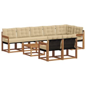 vidaXL Ensemble de canapés d'extérieur 9 pc Naturel et Beige