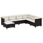 vidaXL Salon de jardin 7 Pièces avec coussins noir résine tressée