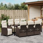 vidaXL Set de salle à manger de jardin 9 pièces en poly rattan marron