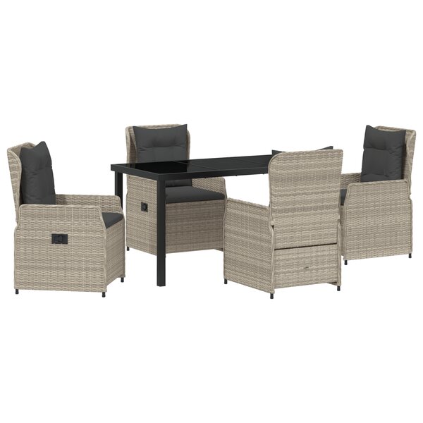 Ensemble de salle à manger de jardin 5 pièces gris clair poly rotin vidaXL