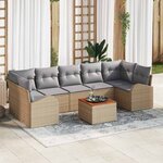 vidaXL Ensemble de canapé de jardin 8 Pièces Beige  gris clair