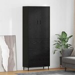 vidaXL Haut Armoire 2 Pièces Chêne noir Bois Aggloméré et Verre