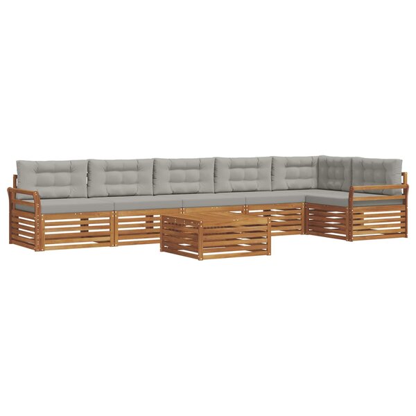 vidaXL Ensemble de canapés d'extérieur 7 pc Gris Naturel et Clair