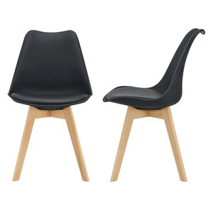 Lot de 2 chaises siège de salle à manger cuisine plastique synthétique hêtre 81 cm noir 03_0002772