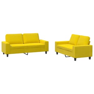 vidaXL Ensemble de canapés 2 Pièces jaune clair tissu
