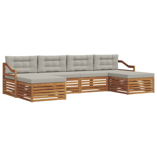 vidaXL Ensemble de canapés d'extérieur 6 pc Gris Naturel et Clair