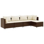 vidaXL Salon de jardin 5 Pièces avec coussins Marron Résine tressée