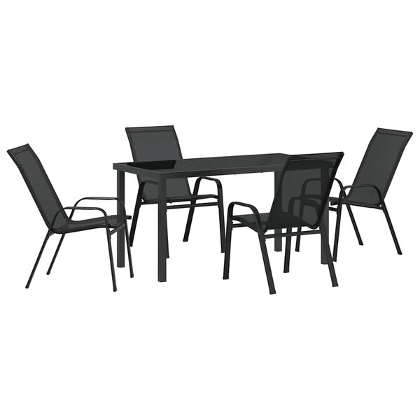 vidaXL Ensemble de salle à manger pour jardin 5 Pièces Noir