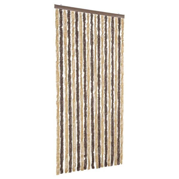 vidaXL Rideau anti-mouches marron foncé et beige 56x185 cm chenille