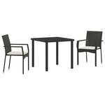 vidaXL Ensemble de salle à manger pour jardin 3 Pièces Noir polyrotin