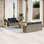 vidaXL Salon de jardin 6 Pièces avec coussins gris résine tressée