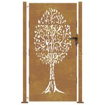 vidaXL Portail de jardin 105x180 cm acier corten conception de l'arbre