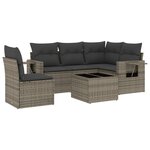 vidaXL Salon de jardin 6 Pièces avec coussins gris résine tressée