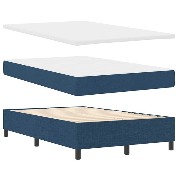 vidaXL Lit à ressorts avec matelas et banc bleu 120x190 cm en tissu