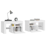 vidaXL Tables de chevet 2 Pièces et lumières LED Blanc 70x36 5x40 cm