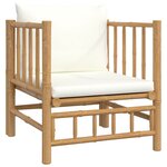 vidaXL Salon de jardin 5 Pièces avec coussins blanc crème bambou