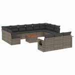 vidaXL Salon de jardin avec coussins 14 Pièces gris résine tressée
