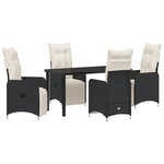 vidaXL Ensemble de Salle à Manger de Jardin 5 Pièces avec Coussins Noir en Rattan Synthétique.