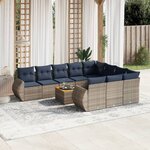 vidaXL Salon de jardin 11 Pièces avec coussins gris résine tressée