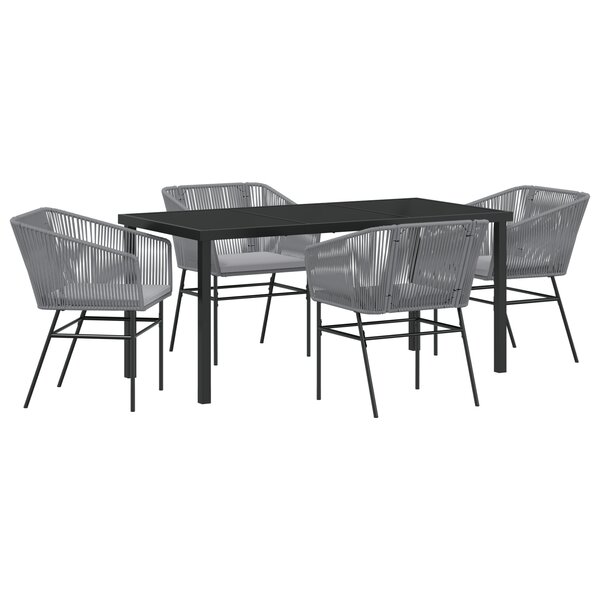 vidaXL Ensemble de salle à manger de jardin 5 pièces avec coussins en poly rotin gris