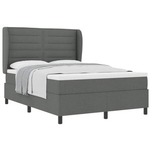 vidaXL Lit à ressorts avec matelas Gris foncé 140 x 190 cm tissu