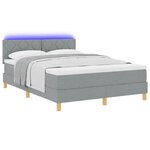vidaXL Lit à ressort LED avec matelas Gris clair 140 x 200 cm tissu