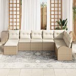 vidaXL Ensemble de canapé de jardin 8 Pièces Beige Poly Rattan