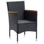 vidaXL Ensemble à dîner de jardin avec coussins 5 Pièces poly rotin noir