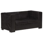 vidaXL Canapé à 2 places Noir Cuir véritable