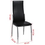vidaXL Chaises à manger lot de 4 noir similicuir