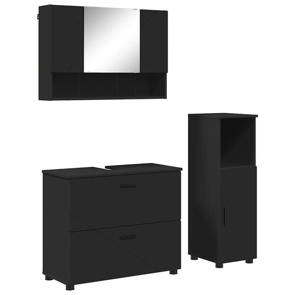 vidaXL Ensemble de mobilier de salle de bain avec tiroir 3 Pièces Noir