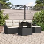 Set de canapé de jardin 6 pièces vidaXL avec coussins Rattan poly noir