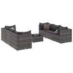 vidaXL Salon de jardin 7 Pièces avec coussins Gris Résine tressée