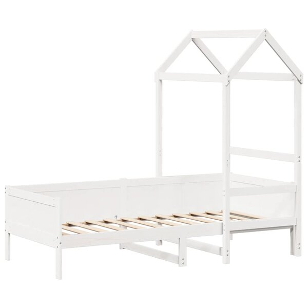 vidaXL Lit de jour avec toit blanc 90x190 cm bois de pin massif